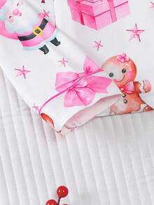 2PCS Teen Girl Satin Pajama Sets Pj Set Cute Bear Print Long Sleeve Button Down Shirt With Long Pants
