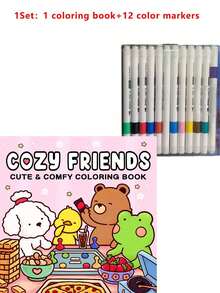 (Regalo di Natale) 1 pezzo Libro da colorare comodo e carino per amici: Libro da colorare Coco Cozy di 48 pagine [Carino] Libro di pittura graffiti con creature adorabili. Strumenti di disegno Montessori, regalo creativo. Facile da colorare con linee. Natale. Ognissanti