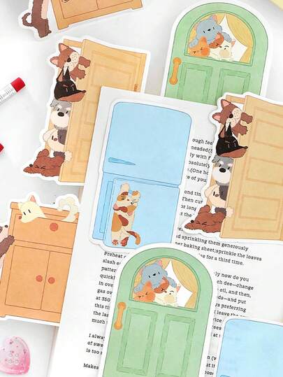 Conjunto de 30 blocos de notas adesivas com desenhos animados fofos, reutilizáveis e perfeitos para escrever, ideais para presentes, escritório, casa, anotações, etiquetas, salas de aula, brinquedos, cadernos escolares e decoração criativa com estilo vintage.