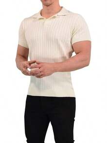 JOHN LEOPARD - Men's Knitted Polo Shirt - Khaki - View 1