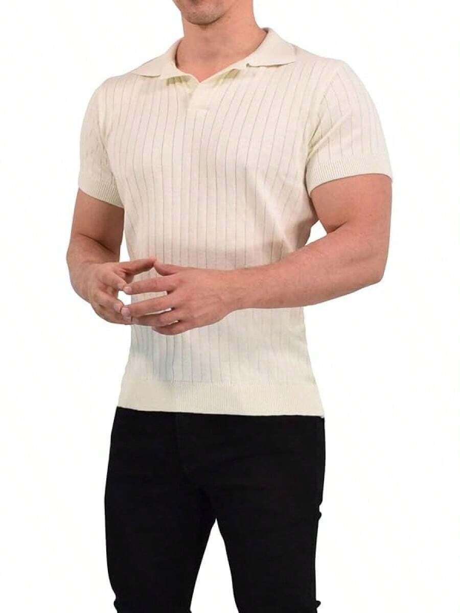 JOHN LEOPARD - Men's Knitted Polo Shirt - Khaki - View 1