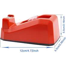 BOMEI PACK Dispensadores de Cinta de Escritorio Roja, 1 Paquete con 12Rollos de Cinta de Papel Transparente, Núcleo de 1 Pulgada, para Uso en la Escuela, la Oficina y el Hogar. - Rojo - Ver 4