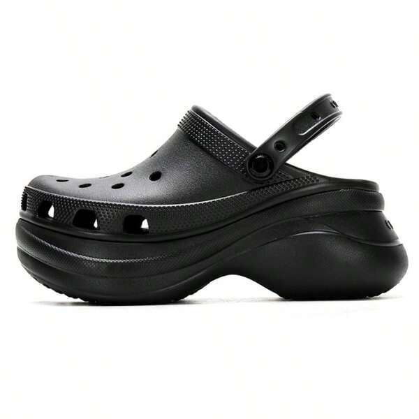 Crocs Black Thick Sole Clogs Sandals, Retro Clog BAE Casual Slip-On Shoes, Daily Commute & Leisure, Style No. 206302-001