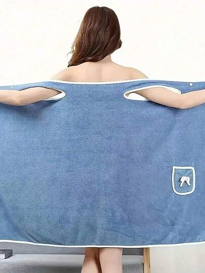 Juego de toallas de baño vestible - adulto con toalla de baño de almacenamiento de bolsillo de almacenamiento de bolsillo de terciopelo fuerte absorbente secado rápido - adecuado para su uso después del baño - no se preocupe por volver a caer a la escuela para el salón de belleza casa cuarto de baño