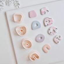 Irregular Geometric Donut Shape Polymer Clay Earring Cutters Minimalist Abstract Dangle Clay Cutting Moulds DIY Clay Pendant Necklace Jewelry Making Tools Sharp Edged 3D Printed Boho Clay Supplies - Beige - View 6