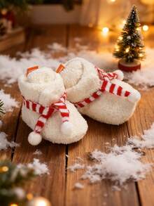 Myggpp Prewalker Toddler Boots Premium Soft Anti-Slip Sole Warm Winter Boots For Infant Infant Girls Christmas - White - View 11