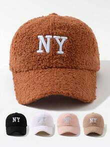 1 szt. Damska haftowana czapka baseballowa z polaru NY Teddy, regulowana, chroniąca przed słońcem, codzienna czapka odpowiednia na wiosnę/jesień, podróże, plażę, unisex, styl Y2K - Czapka baseballowa - Zobacz 12