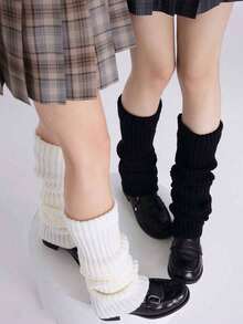 1 Pair Of Elegant Leg Warmers For Girls, With A Graceful Thigh-High Design That Brings A Touch Of Victorian-Inspired Romance To Your Cold-Weather Outfits - 白色 - 查看 2