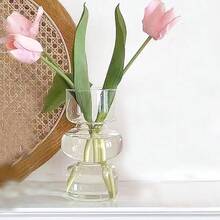 CALDERON Jarrones de Vidrio Moderno,Jarrón de Vidrio Hidropónico para Flores, Decoración de Flores de Mesa,Adecuado para Dormitorio, Sala de Estar, Boda, Oficina (Negro) - Transparente - Ver 6