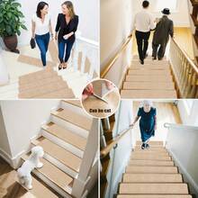 1/7/15 Nakładki na schody zewnętrzne, antypoślizgowe na schody drewniane, bieżniki na schody drewniane, trwała mata na schody zewnętrzne, antypoślizgowe na schody, dywan do wewnątrz i na zewnątrz, mata na schody zewnętrzne dla zwierząt domowych, antypoślizgowa, odporna na zarysowania - z samoprzylepnym podkładem. Wielokrotnego użytku podkład samoprzylepny zapobiega przesuwaniu się mat schodowych - łatwa instalacja, 1/4/7/8/15 szt.