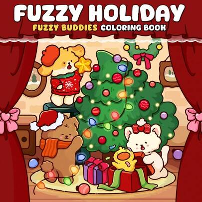 1 Piece (21cm*21cm) Adult Coloring Book, Thick Opaque Paper, Clear Lines, Easy To Color, Suitable For Gatherings With Friends, Coloring Journey With Cute Plush Friends, Sparkling Christmas Trees And Joyful Holiday Moments, Cultivate Thinking Ability Through Coloring DIY, Autumn, Stationery, School Supplies, Painting And Art Supplies, Christmas