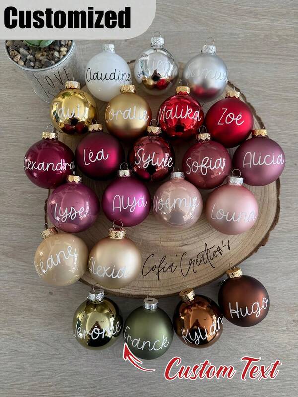 Personalized Christmas Balls, Customized Name Christmas Ornaments Label Paper, Christmas Balls, Personalized Christmas Decorations Label Paper, Surname Christmas Balls, Secret Santa Personalized Christmas Balls/Named Christmas Tree Ornaments/Customized Name Ornaments/Christmas Gifts For Family Or Friends, Random Colors
