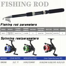 6.9英尺两节伸缩式钓竿和渔线轮组合套装，含鱼饵、鱼钩和其他钓鱼用具，可折叠钓竿和渔线轮套装，适用于鲈鱼垂钓 - 彩色 - 查看 4