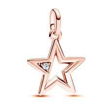 1pc Rose Gold Plated Beaded Pendant, Styles Include Heart, Ginkgo Leaf, Key, Travel, Snowflake, Etc. Suitable For Customizing Existing Bracelets And Necklaces With DIY Decoration. - Rose Gold - View 20