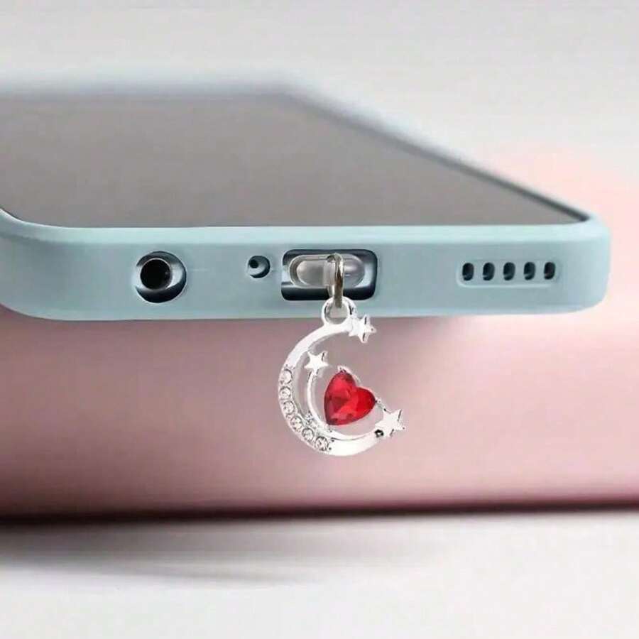 Special Dust Plug For Colored Love Pendant, Suitable For Mobile Phones - Trái tim tình yêu màu đỏ - Xem 1