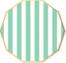 Bonjour Fête Mint Cabana Stripe Large Paper Party Plates | Large  Dinner Size For Spring Celebrations,  Showers & Birthday Parties | Premium Party Supplies | Pack Of 8, 10.75",25837563 - 薄荷綠 - 查看 1
