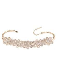 Luxury Floral Rhinestone Choker Necklace For Women, Sparkly Wide Crystal Lace Collar Jewelry, Elegant Statement Accessory For Party, Prom, Evening Dress