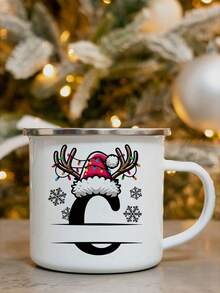 1PC Personalized Name White Enamel Mug, Unique Gift, Suitable For Special Occasions, Personalized Photo Coffee Mug, Custom Camping Mug, Custom Christmas Gift, Personalized Anniversary Photo Mug,Chic Design - Letter Type (C) - View 31