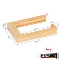 1PC Free Drilling Bamboo Wall-Mounted Toilet Paper Holder, Adhesive Towel Holder Rustic Bath & Kitchen Organizer, Space-Saver, No Drill Hand Towel Rack For House Decor, Toilet Tissue Roll Holder For Bathroom And Kitchen - Khaki - View 4