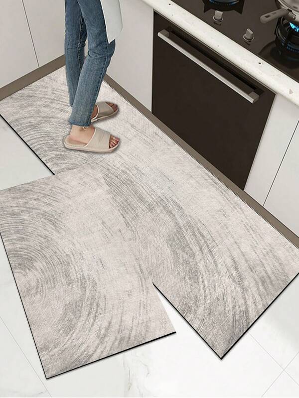 [HOT!!!] 1pc Soft Rubber Kitchen Mat, 3.5mm Thick Kitchen Rug With Modern Minimalist Wood Grain Texture Pattern, Absorbent Surface Fabric, Foam Middle Layer, Rubber Bottom, Suitable For Kitchen Rugs, Home Decor, Bathroom Mats, Entryway, Laundry Room, Hallway, Living Room