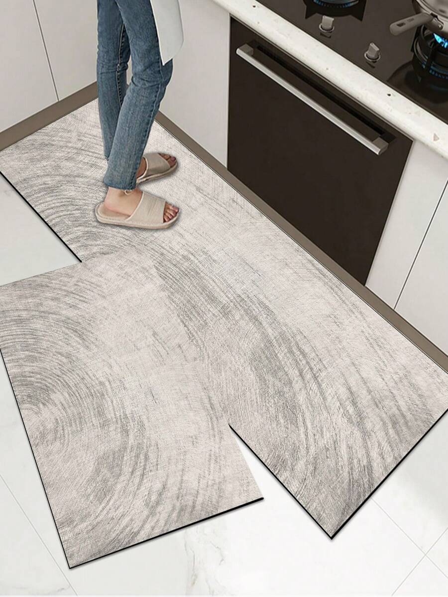 [¡¡¡CALIENTE!!!] 1 pieza Alfombra de goma suave para la cocina, alfombra de cocina de 3,5 mm de grosor con textura de grano de madera minimalista moderna, superficie absorbente, capa intermedia de espuma, base de goma, adecuada para alfombras de cocina, decoración del hogar, alfombras de baño, entrada, lavandería, pasillo, sala de estar