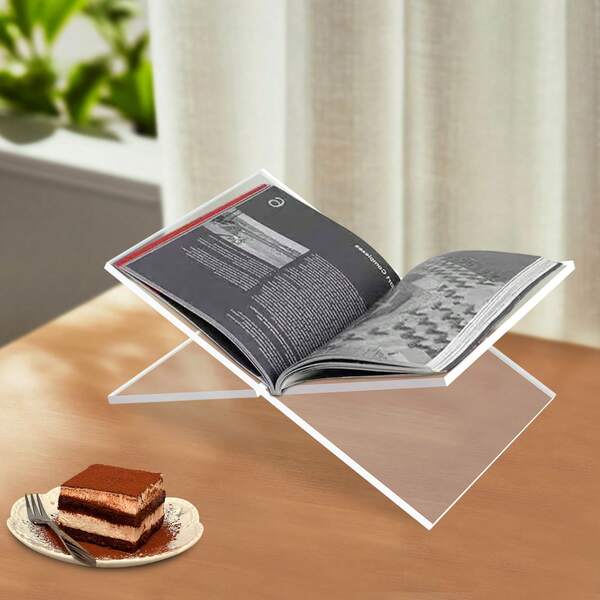 X-Shaped Acrylic Book Stand, Clear Desktop Cross Frame Acrylic Book Holder, 135° Wide-Angle Easy Assemble Reading Stand For Living Rooms, Study Rooms, Classrooms