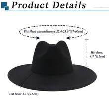 JEWELRYWE Fedora Hats For Men And Women, Classic Felt Hats, Panama Hats, Western Suede Wide Brim Hats - 咖啡棕 - 查看 2