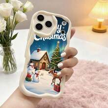 1PC Phone Case ,  Christmas House Snowman Reindeer Tree , Stylish Phone Case, Phone Decoration, All-around Lens Protection, Creative Small Gift, Funny Gift for Boys and Girls