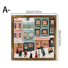 1pc 2D Flat Winter Themed Wooden Wall Art - Snowy Town Scene With Holiday Atmosphere, Christmas Festive Wall Decor, Charming Rural Landscape, Holiday Living Room Decoration - Wood Panel Painting-square - View 14