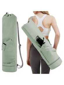 瑜伽垫绑带带水瓶袋和底部湿袋，大容量多功能收纳袋，方便携带瑜伽垫
