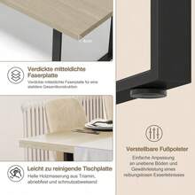 Industrie-Esstisch 160x80 cm »LoftStyle<< – Massiver Holztisch mit Metallgestell für 6-8 Personen in Hellgrau – Wasser- & kratzfeste Oberfläche mit robuster Stabilität