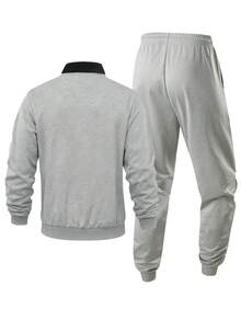 Bộ áo khoác và quần thể thao ngoài trời dáng rộng, nhẹ, thường ngày dành cho nam, thích hợp cho mùa xuân/thu. - Màu Xám nhạt - Xem 3