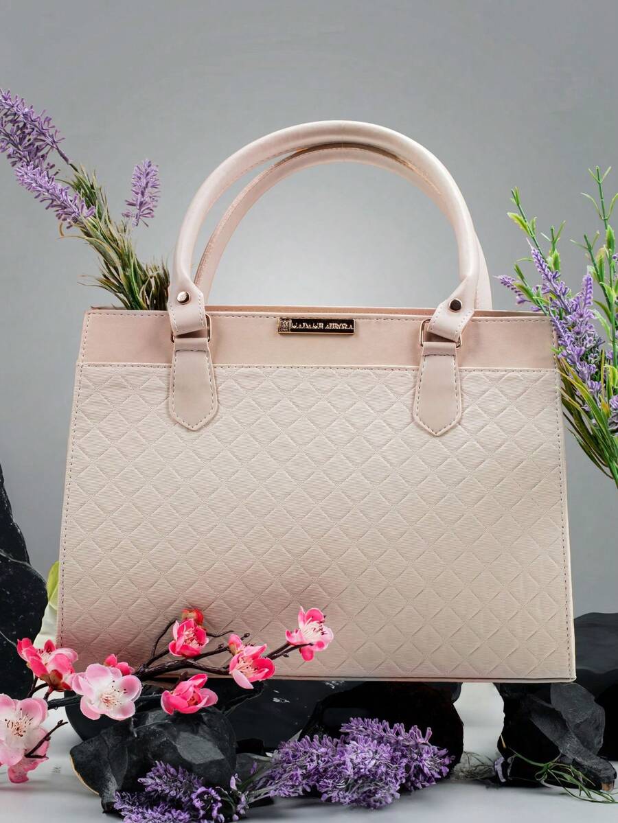 Women's Medium Satchel Luxury Tote Bag - Beige - View 1