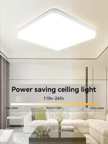 6500K 110V/220V 通用 LED 吸顶灯，方形白色嵌入式吸顶灯，适用于卧室、客厅、走廊、厨房、浴室、公寓、阳台、办公室、明亮的室内装饰照明，无闪烁 - LED白框吸頂燈 - 查看 1