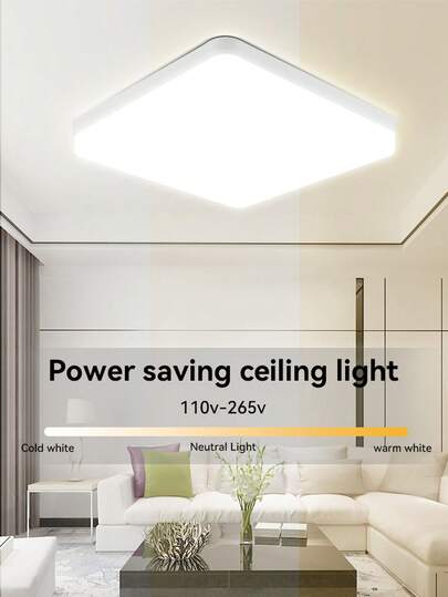6500K 110V/220V Universal LED Ceiling Light, Square White Flush Mount Ceiling Lamp For Bedroom, Living Room, Hallway, Kitchen, Bathroom, Apartment, Balcony, Office, Bright Indoor Decorative Lighting, Flicker-Free