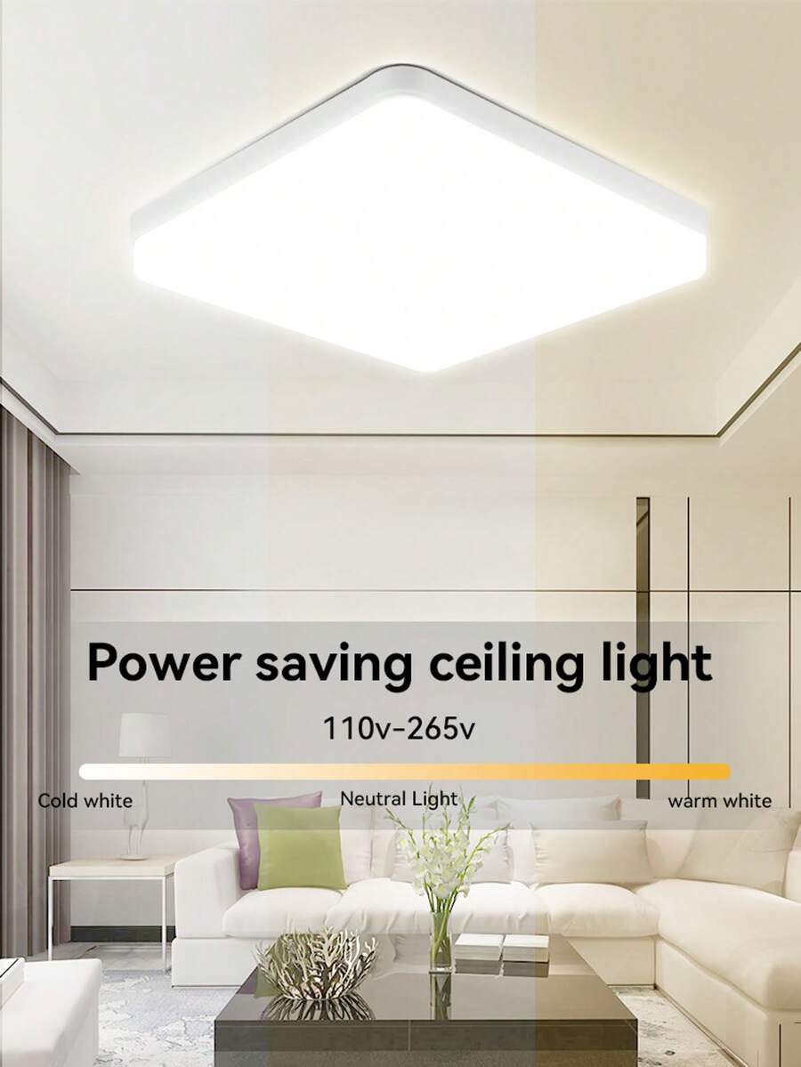 6500K 110V/220V 通用 LED 吸顶灯,方形白色嵌入式吸顶灯,适用于卧室、客厅、走廊、厨房、浴室、公寓、阳台、办公室、明亮的室内装饰照明,无闪烁 - LED白框吸頂燈 - 查看 1