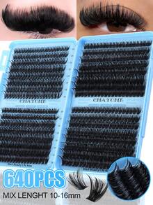 640pcs D-Curl Natural Look False Eyelashes, 10D+20D+30D+40D/30D+40D+5D+60D/50D+60D+80D+100D Mixed, Thick Black, Suitable For Beginners, Large Capacity Lash Book, Synthetic Cartoon Classic Fake Lashes, Long-Lasting And Durable, Suitable For Daily, Party, Wedding, Christmas, Music Festival And Other Occasions - D - View 6