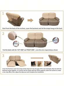 Bộ bọc ghế sofa thư giãn 1/2/3 chỗ ngồi, bọc ghế sofa thư giãn co giãn bằng vải jacquard, phù hợp với ghế thư giãn, ghế bành, bọc đồ nội thất, bộ 4/6/8 món - màu đen - Xem 7