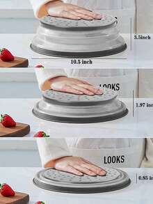 Protetor Antimespirros de Silicone para Micro-ondas, Tampa de Micro-ondas com Orifícios de Ventilação, Tampa de Drenagem de Alimentos e Frutas para Micro-ondas. Serve como Protetor Antimespirros de Alimentos e Escorredor de Cozinha. Essencial de Cozinha. Adequado para Cobrir Pratos de Frutas e Vegetais Próprios para Micro-ondas. Apresenta Orifícios para Ganchos. Lavável na Máquina de Lavar Louça.