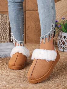 Women's Fashionable & Comfortable Thick-Soled Slip-OnG-Style" Snow Boots, New Plush Lining Warm Thermal-Lined CoThermal Slippersers - Camel - View 3