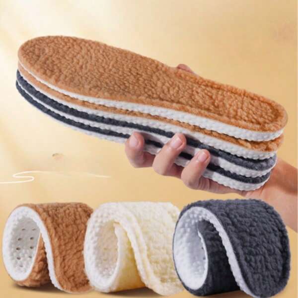 Fleece Insoles, Soft Bottom, Warm, Moisture-Wicking, Odor-Resistant, Shock-Absorbing, Thick Cotton Lining, Suitable For Men And Women, Winter