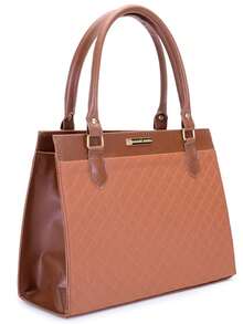 Women's Medium Satchel Luxury Tote Bag - Mocha Brown - View 2