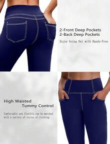 Women's Capri Leggings, Yoga Capris Pants With Pockets Stretchy Crop Pants High Waisted Straight Leg 21" - trắng - Xem 8