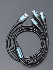BinBoom Cable de carga multifuncional 3 en 1, cable de carga rápida con múltiples puertos USB e interfaces Lightning/Micro USB/Tipo C, adecuado para smartphones, tabletas y talla grande - Azul - Ver 14