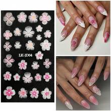 Nail Art Stickers Decals 5D Embossed Flower Nail Decals Self Adhesive Spring Summer Plumeria Nails Supplies 3D Design For Women Nails Decoration Yellow Black Flower Stickers{Inchcolor_nameinch:InchColorful-17inch} - 彩色-17 - 查看 3
