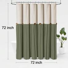 Farmhouse Cream Shower Curtain Button Linen Textured Woven Fabric,Country Style (Cream & Green, 72inch W X 72inch L){Inchcolor_nameinch:InchCream&Greeninch,Inchsize_nameinch:Inch72\InchWx72\InchLinch} - 奶油色和綠色 - 查看 7