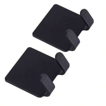 2pcs Black Adhesive Hooks, Heavy Duty Sticky Wall Mount Hangers For Kitchen And Bathroom, No-Drill Installation Solutions, Strong Bond Razor Holder And Utility Hooks For Towel, Hair Dryer, Accessories, Sleek Minimalist Design For Modern Interiors, High-Performance Adhesive, Reusable Removable Option, Easy Compliance With Compact Spaces, Secure Mounting Without Tools, Versatile Organizer For Shower Area, Countertop, Cabinet Doors, And Vanity, Durable Matte Finish, Space-Saving Home Organization Solution For Daily Routines