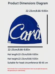1pc Unisex American Street Letter Intarsia Reversible Knit Beanie Hat, Unisex Hip Hop Skateboard Ear Warmer Skull Cap, Suitable For Outdoor Walking, Shopping, Daily Wear, Autumn/Winter