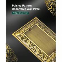 4 - Pack Duplex Outlet Cover Plate, Paisley Pattern Antique Brass Metal Wall Plates Electrical Outlets, 1 Gang Receptacle Cover, Decorative Switch Plates And Outlet Covers - 1 Blank 2PK - 查看 3