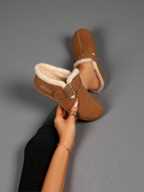 Women's Sherpa Fleece Mule Slippers: Comfortable Fleece Clog Shoes With Strap Design, Suitable For Indoor Home And Outdoor Casual Wear, Casual Slip-On